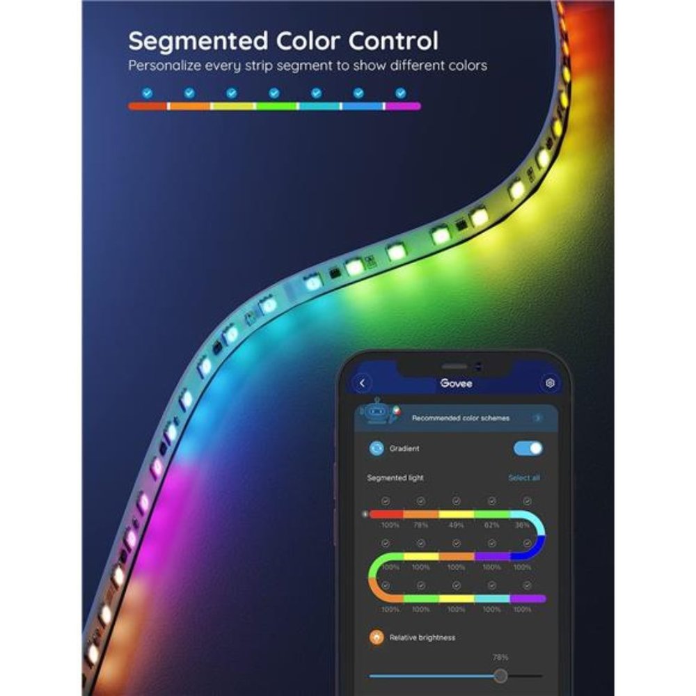 65.6ft RGBIC LED Strip Lights,Color Changing LEDStrips,App Control via Bluetooth - Picture 2 of 6
